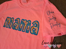 Load image into Gallery viewer, Faux Embroidery Sunflower MAMA w/ Names on Sleeves
