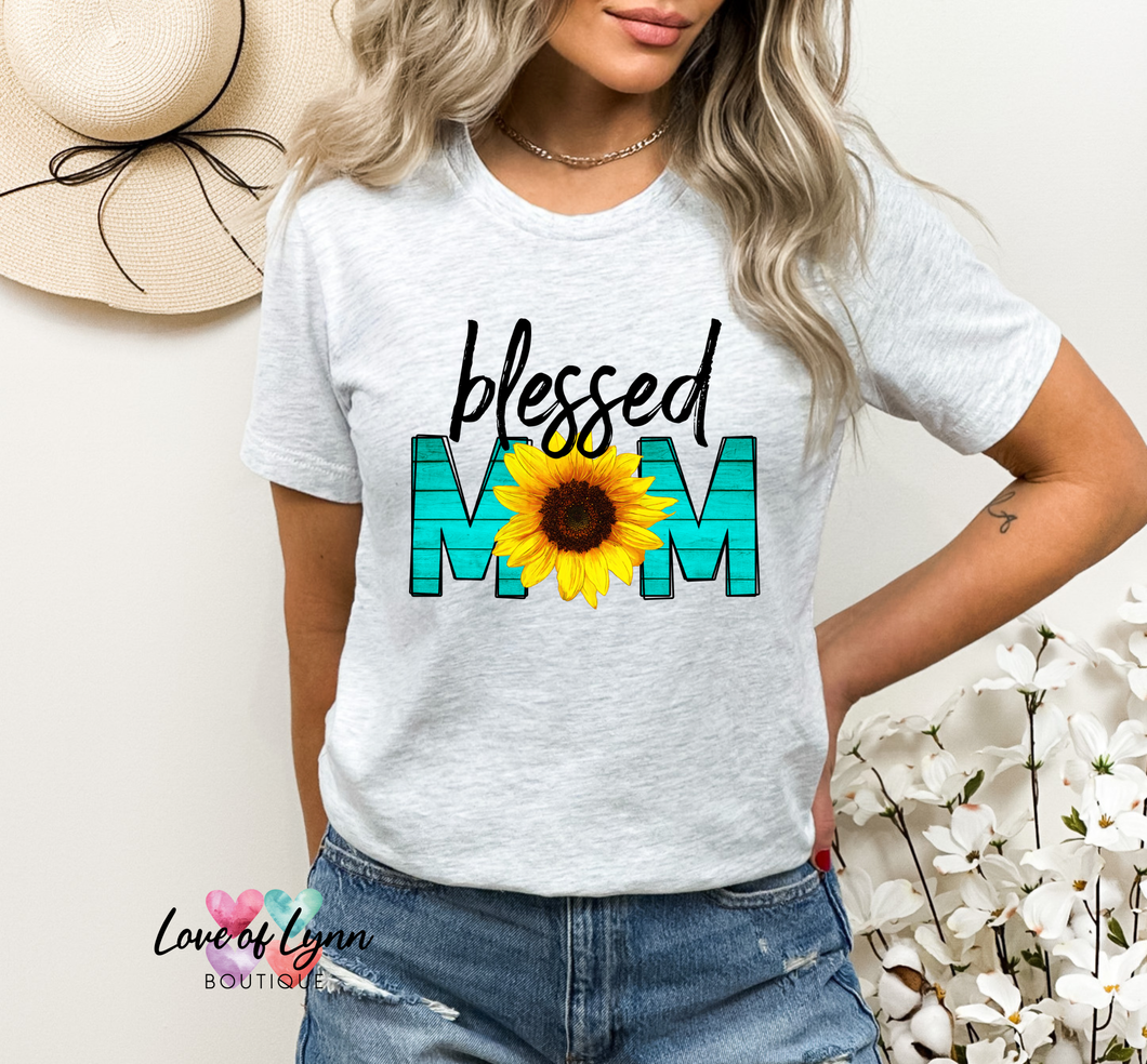 Blessed Mom Teal/Sunflower