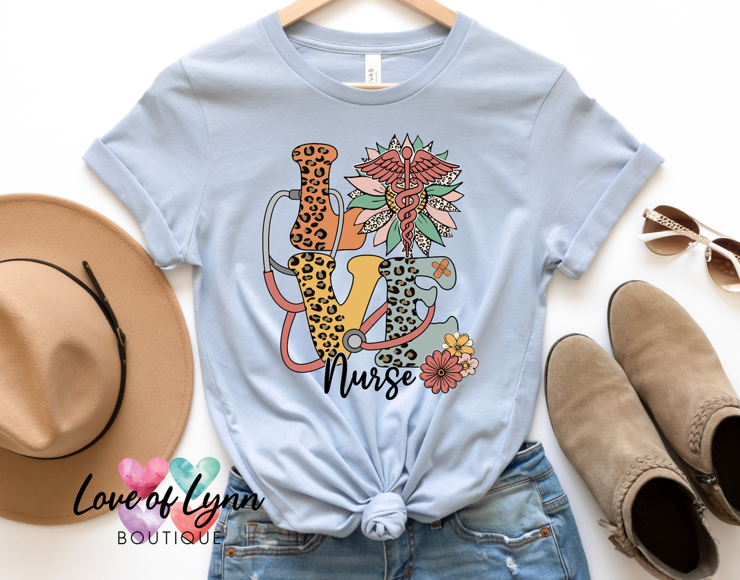 Leopard Floral LOVE Nurse