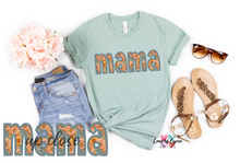 Load image into Gallery viewer, Mama Blue/Orange Floral Faux Embroidery
