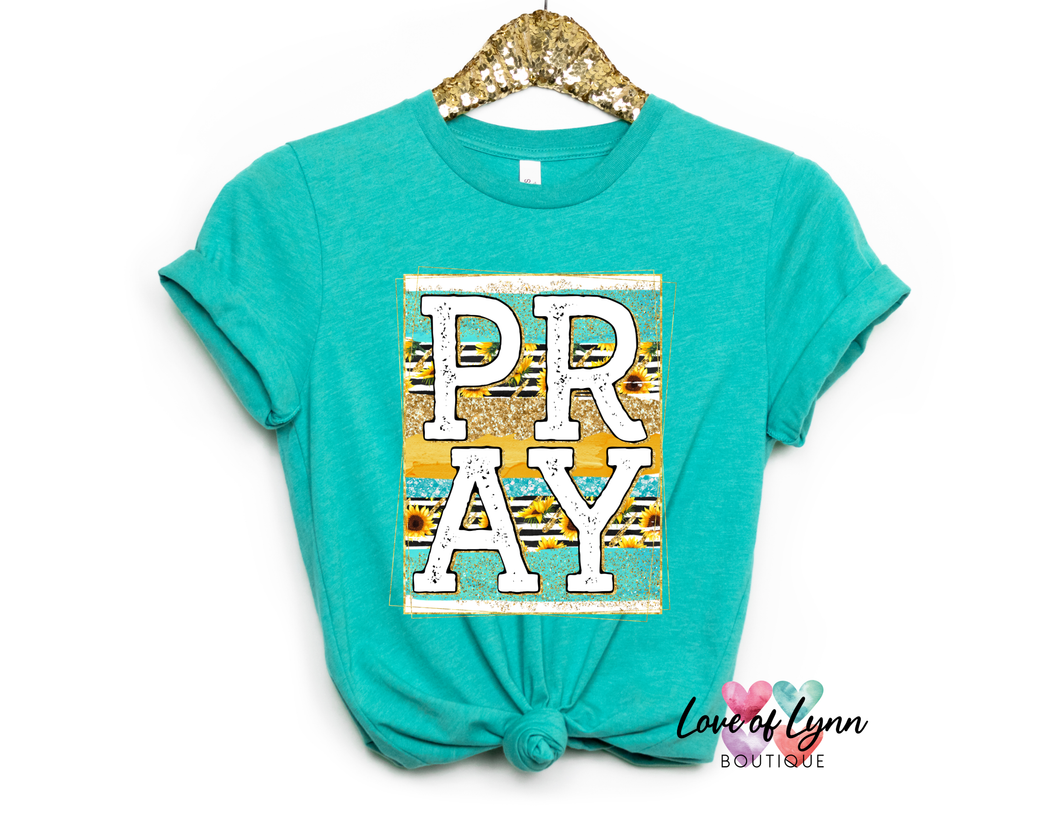 PRAY Sunflower/Teal Brushstrokes