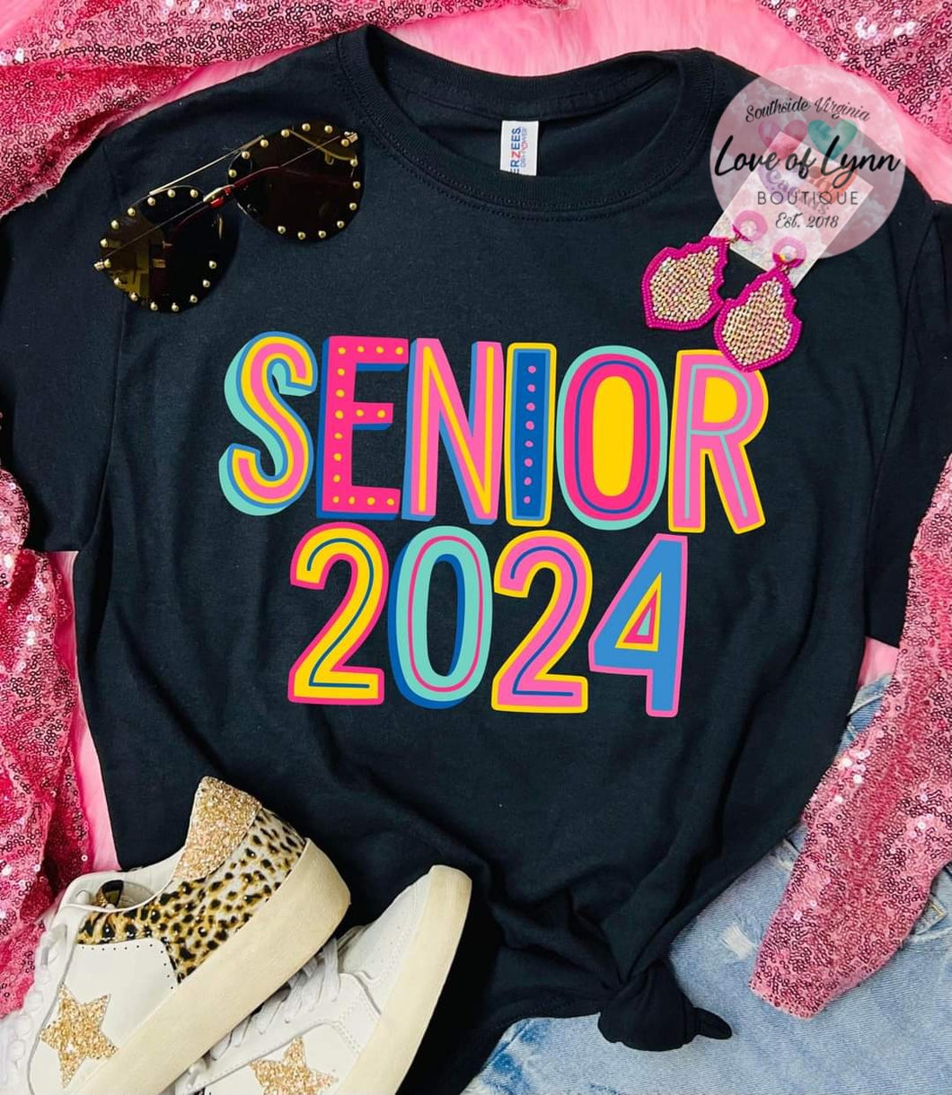 Senior 2024 Colorful Black Tee