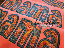 Load image into Gallery viewer, Faux Embroidery Sunflower MAMA w/ Names on Sleeves
